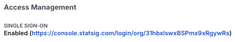 SSO link generated for team login