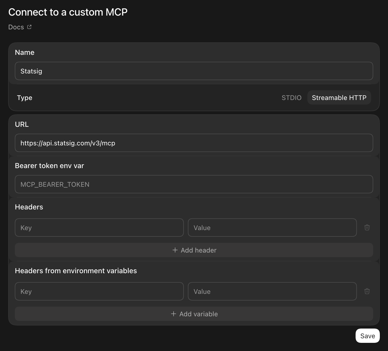 Set up Statsig MCP in the Codex Desktop App