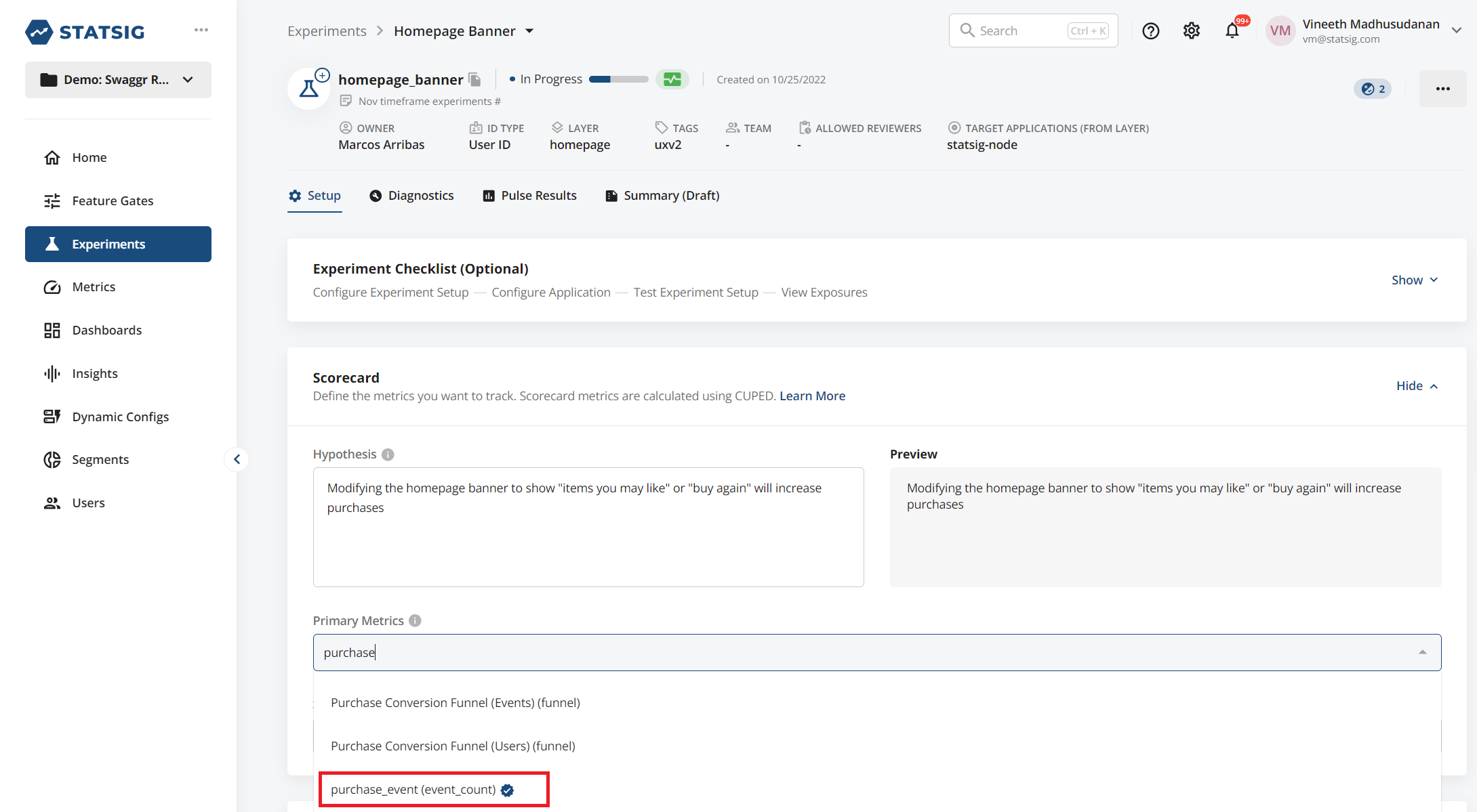 Verified metrics interface showing verified icon