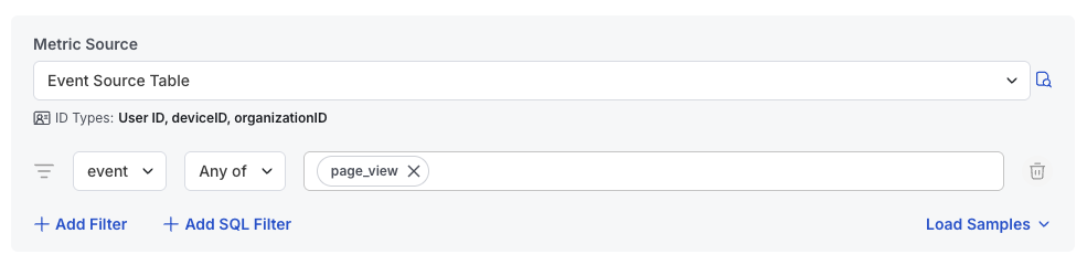 Unit count metric creation with filters for specific event