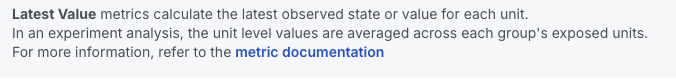 Product tooltip describing latest value aggregation logic
